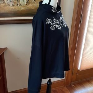 Soho New York and Co. Embellished Mock neck  Black  Pull Over Top  Size XL